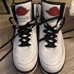 Jordan 2 Retro White and Varsity Red-Black